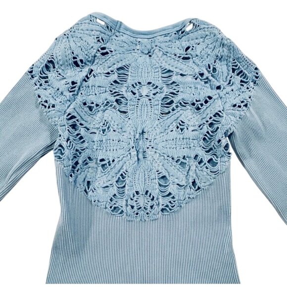 FP Movement Happiness Runs Floral Cutout Designs Long Sleeve Top Size M/L - Picture 6 of 8